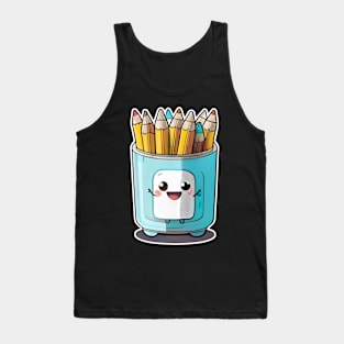 Back to school happy face pencil holder Tank Top